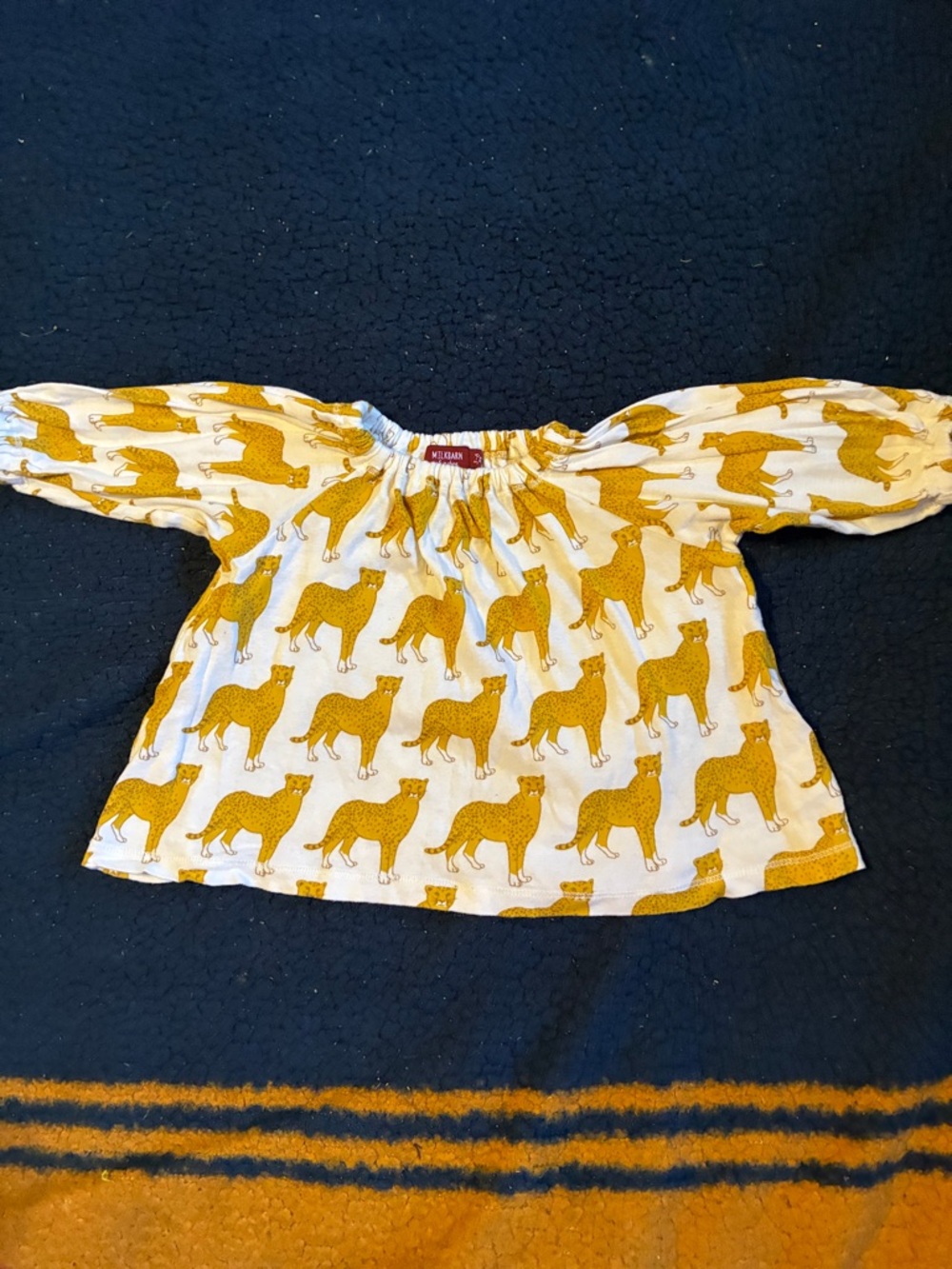 Milkbarn White Top with Mustard Cheetah Print